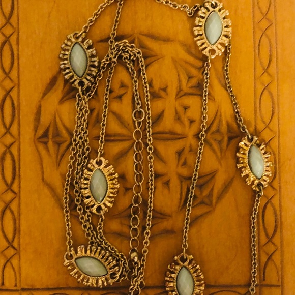 Blue and gold boho necklace - Picture 2 of 2